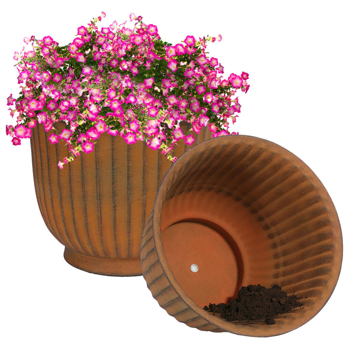 Sunnydaze Carlotta Metal Planter - 14.75 in - Matte Brown - Set of 2 Image 5