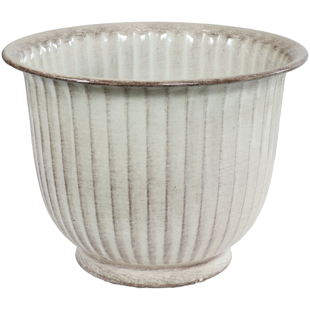 Sunnydaze Carlotta Metal Planter - 14.75 in - White Glaze - Set of 2 Image 7