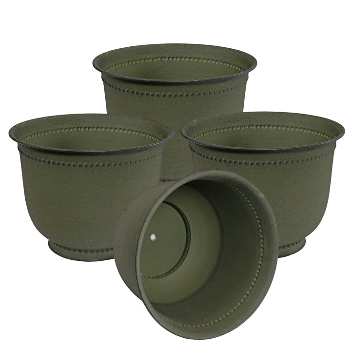 Sunnydaze Michael Metal Planter - 14.5 in - Matte Sage - Set of 4 Image 1