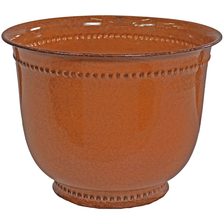 Sunnydaze Michael Metal Planter - 14.5 in - Chestnut Glaze - Set of 2 Image 10