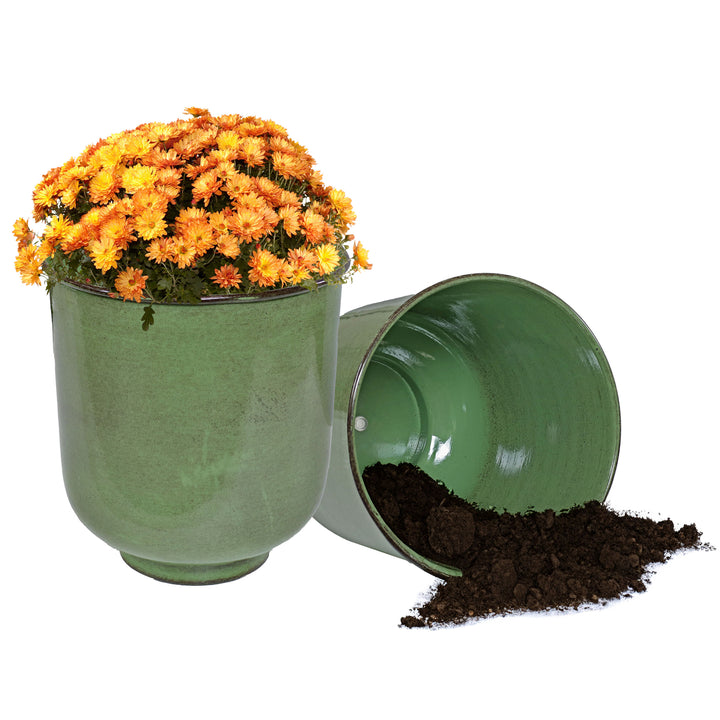 Sunnydaze Vivian Metal Planter - 11 in - Jade Glaze - Set of 2 Image 4