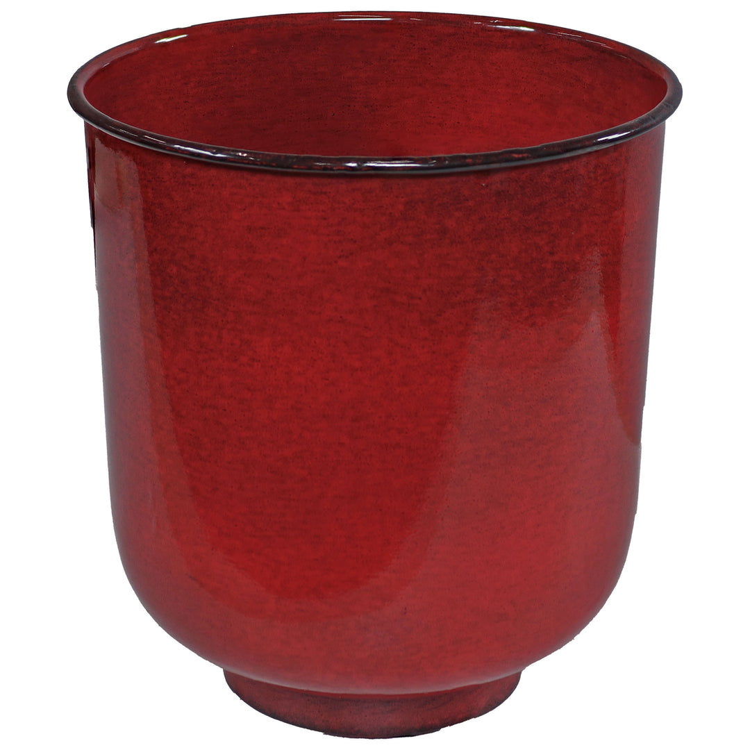 Sunnydaze Vivian Metal Planter - 11 in - Ruby Glaze - Set of 2 Image 9