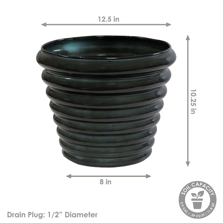 Sunnydaze Molly Metal Planter - 12.5 in - Juniper Glaze - Set of 4 Image 2