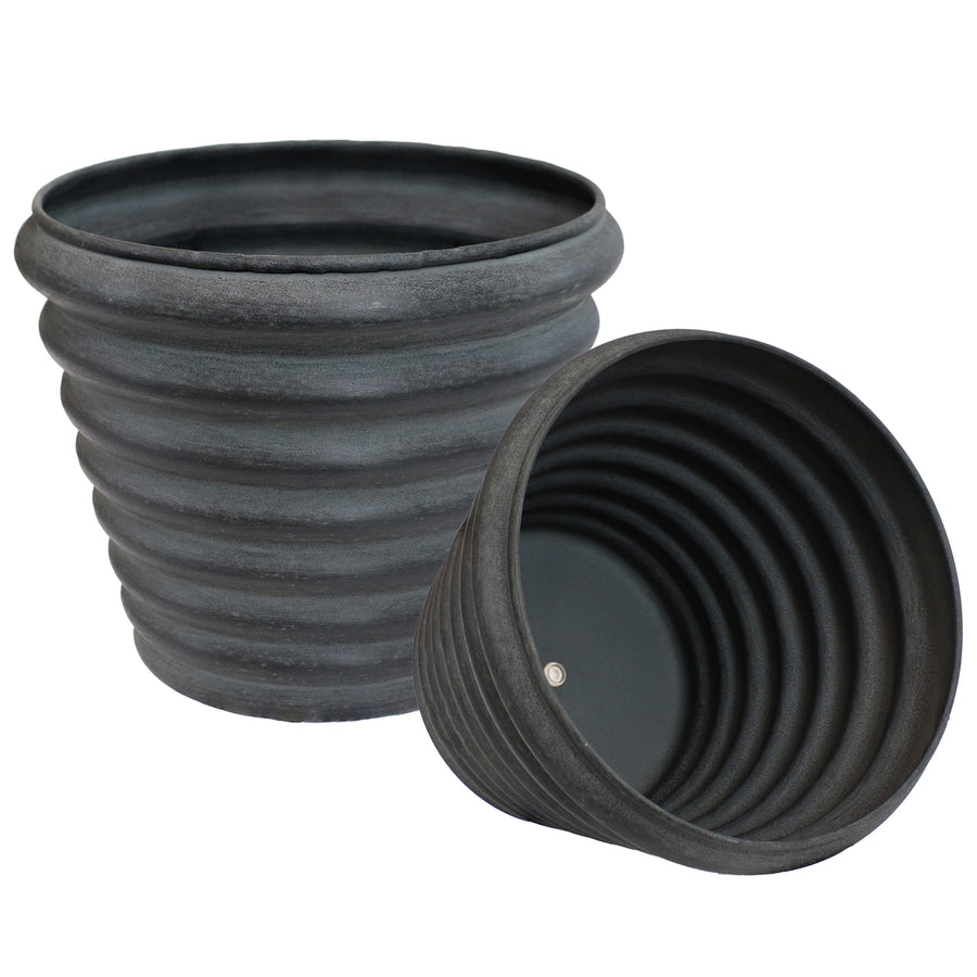 Sunnydaze Molly Metal Planter - 12.5 in - Matte Gray - Set of 2 Image 1