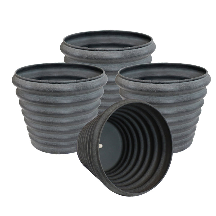 Sunnydaze Molly Metal Planter - 12.5 in - Matte Gray - Set of 4 Image 1