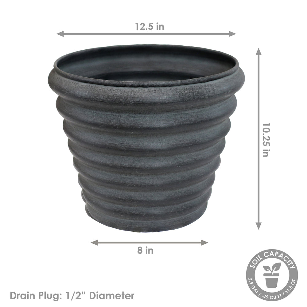 Sunnydaze Molly Metal Planter - 12.5 in - Matte Gray - Set of 2 Image 2