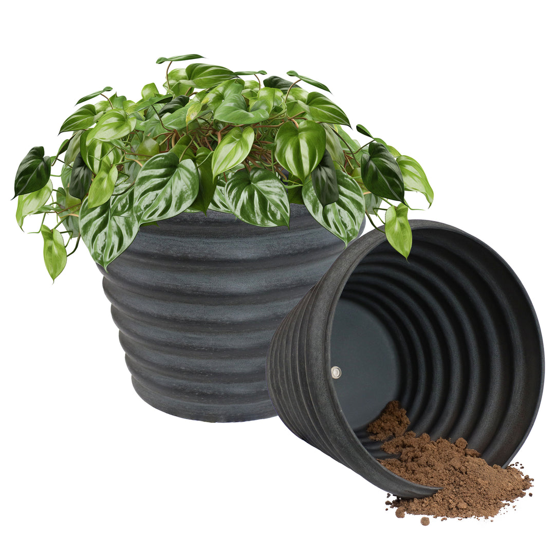 Sunnydaze Molly Metal Planter - 12.5 in - Matte Gray - Set of 2 Image 5