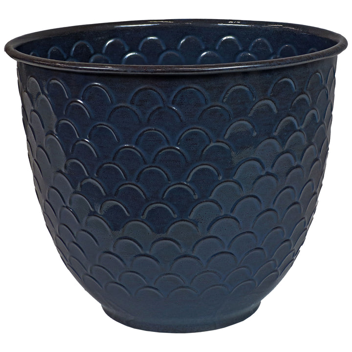 Sunnydaze Dinah Metal Planter - 12.5 in - Navy Glaze - Set of 2 Image 8