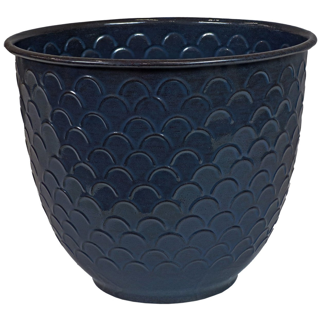 Sunnydaze Dinah Metal Planter - 12.5 in - Navy Glaze - Set of 2 Image 10