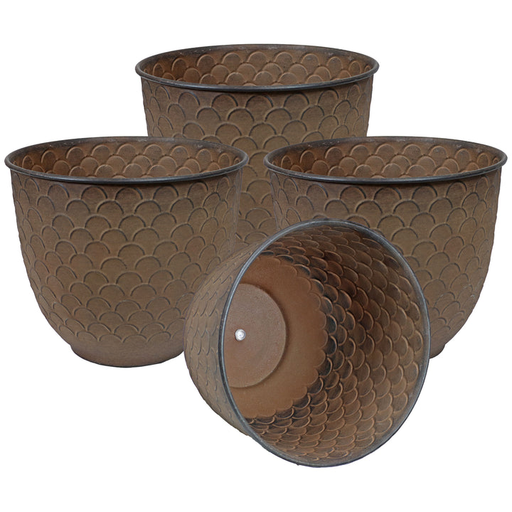 Sunnydaze Dinah Metal Planter - 12.5 in - Matte Brown - Set of 4 Image 1