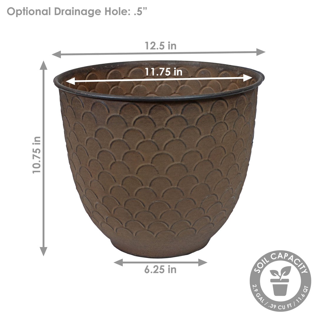 Sunnydaze Dinah Metal Planter - 12.5 in - Matte Brown - Set of 4 Image 2