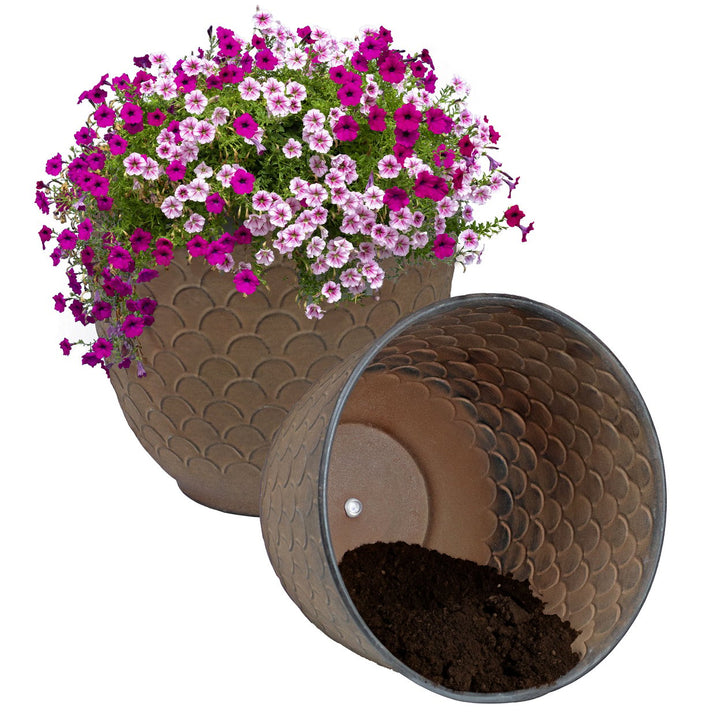 Sunnydaze Dinah Metal Planter - 12.5 in - Matte Brown - Set of 2 Image 5