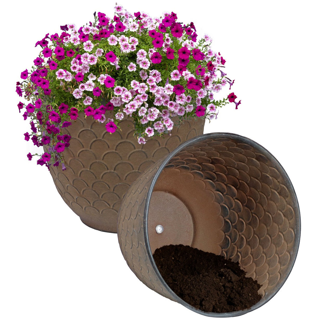 Sunnydaze Dinah Metal Planter - 12.5 in - Matte Brown - Set of 2 Image 9