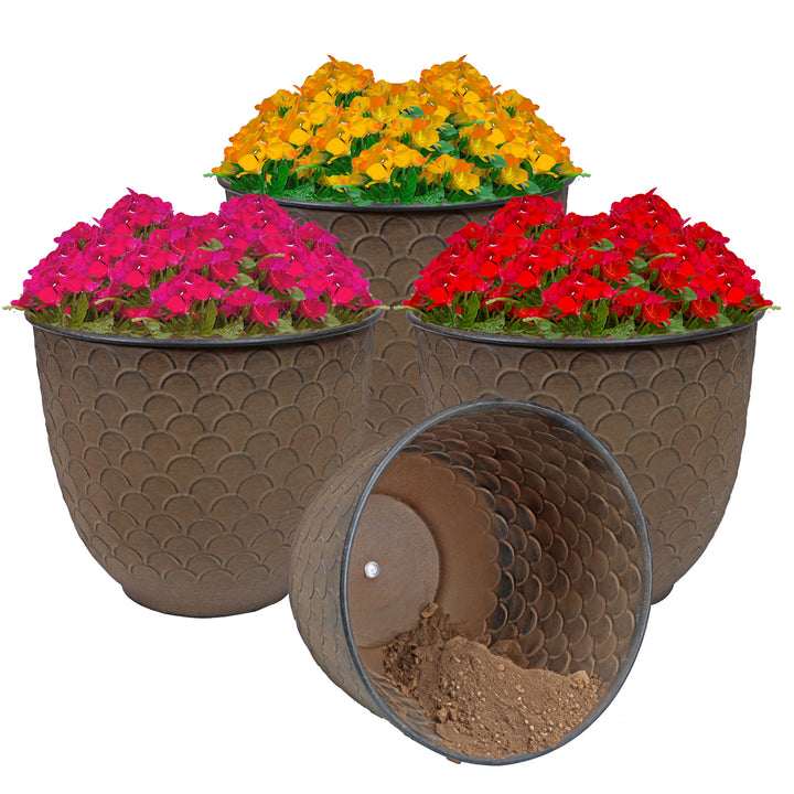 Sunnydaze Dinah Metal Planter - 12.5 in - Matte Brown - Set of 4 Image 4