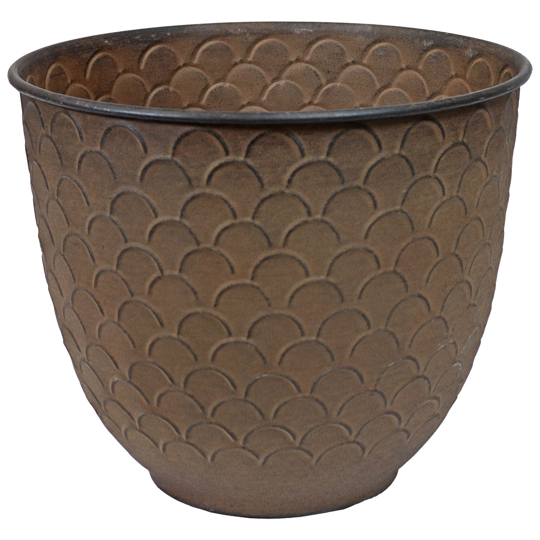 Sunnydaze Dinah Metal Planter - 12.5 in - Matte Brown - Set of 2 Image 8