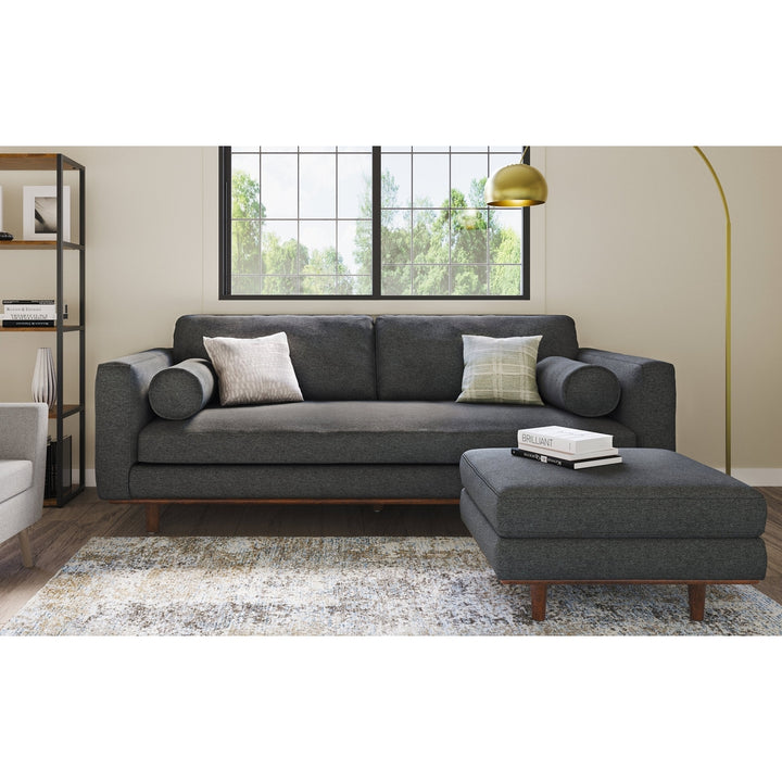 Morrison 72 Inch Sofa and Ottoman Set Woven Blend Fabric Living Room Furniture Image 3