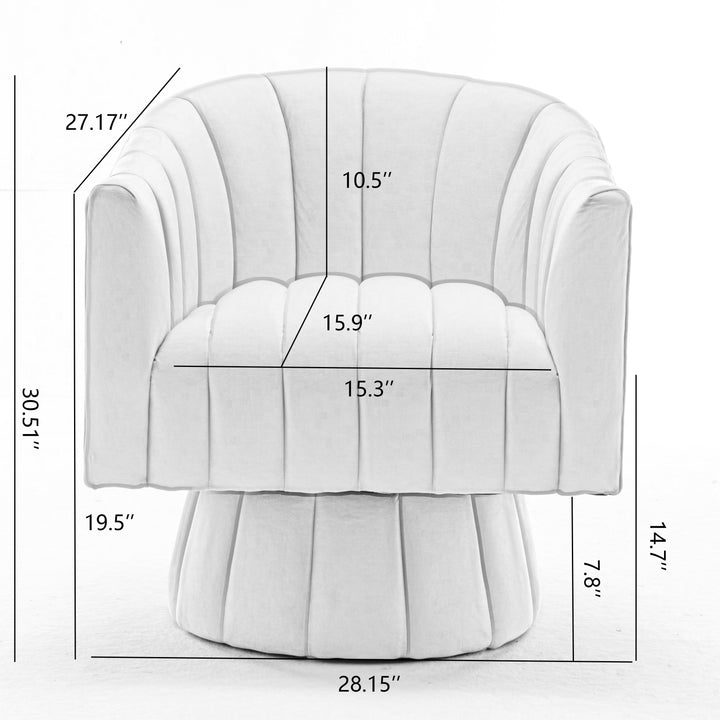 SEYNAR Mid-Century Swivel PU Leather Tufted Round Accent Barrel Chair set of 2 Image 12