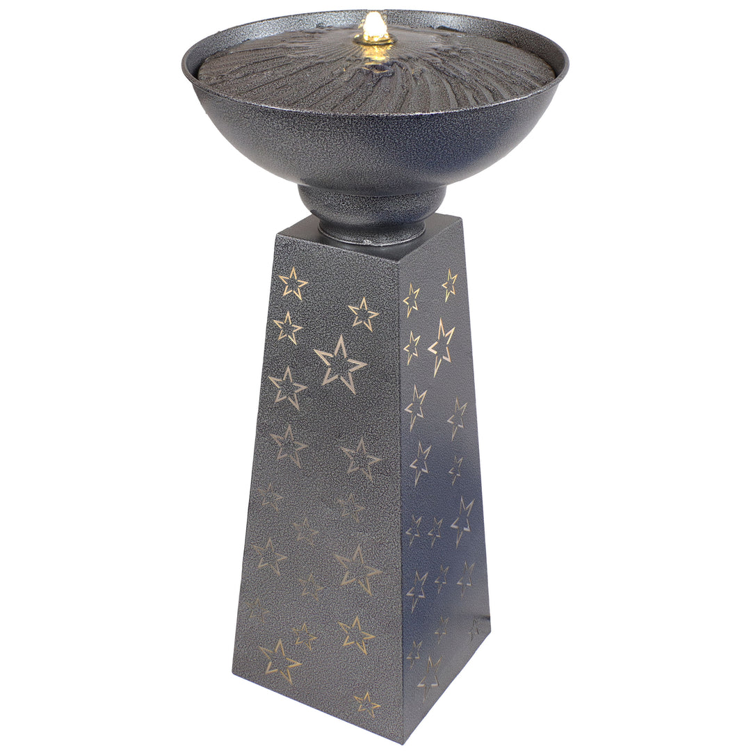 Sunnydaze Starry Sky Galvanized Iron Outdoor Fountain with LEDs - 31.25" Image 1