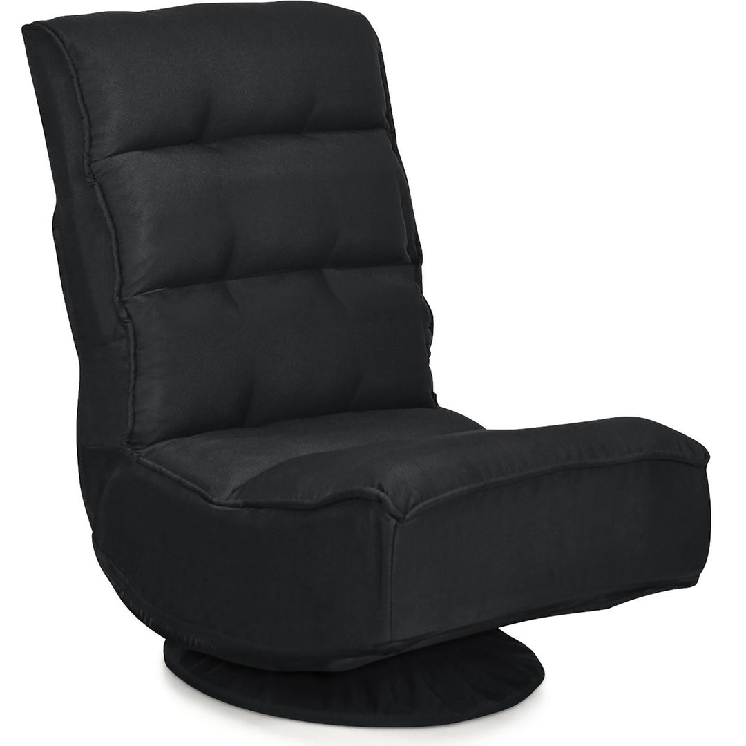 Costway Gaming Chair Fabric 5-Position Folding Lazy Sofa 360 Degree Swivel Grey\ Black\Coffee Image 1