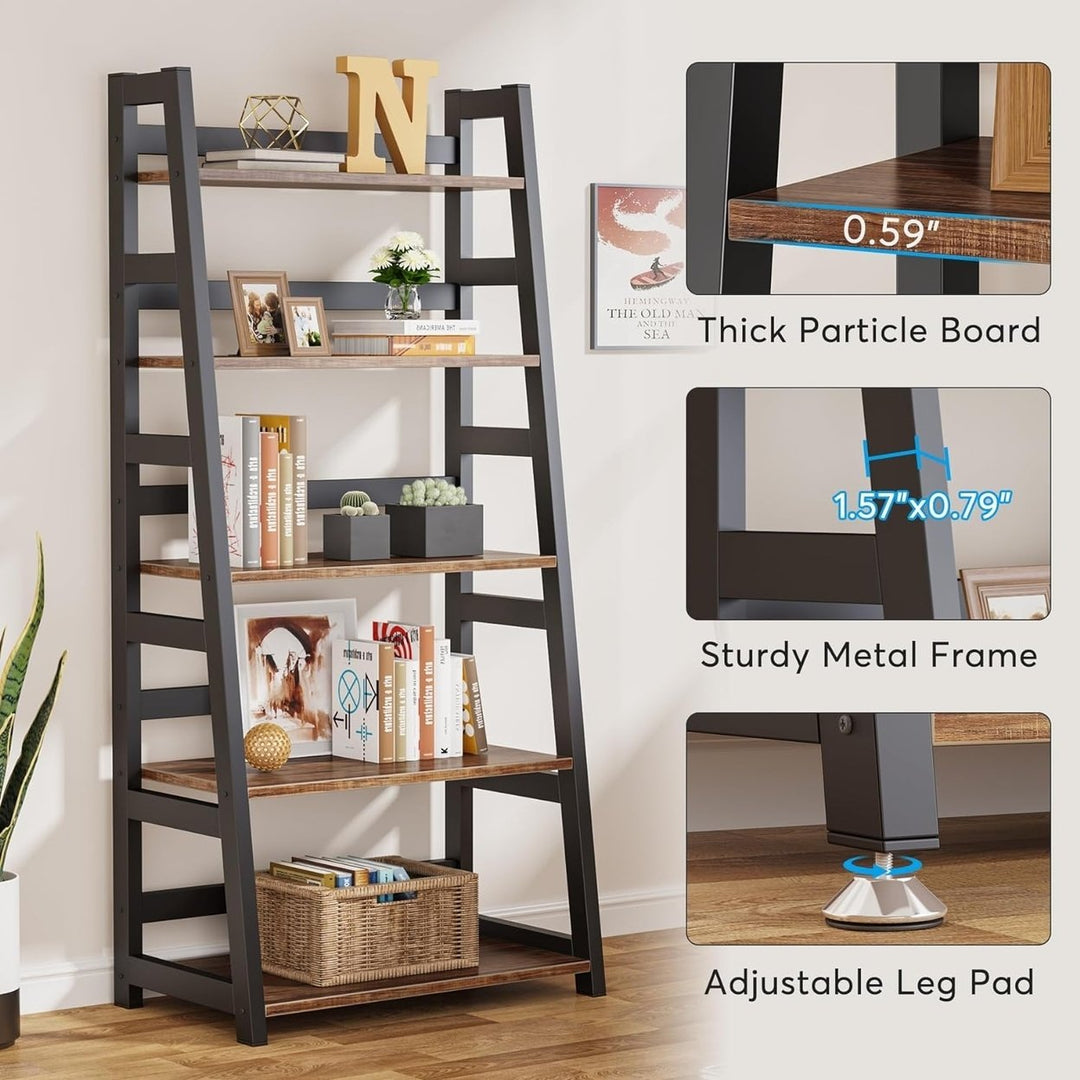 Tribesigns 5-Tier Bookshelf Modern Bookcase, 5 Shelf Ladder Shelf Book Storage Shelf Organizer Image 7