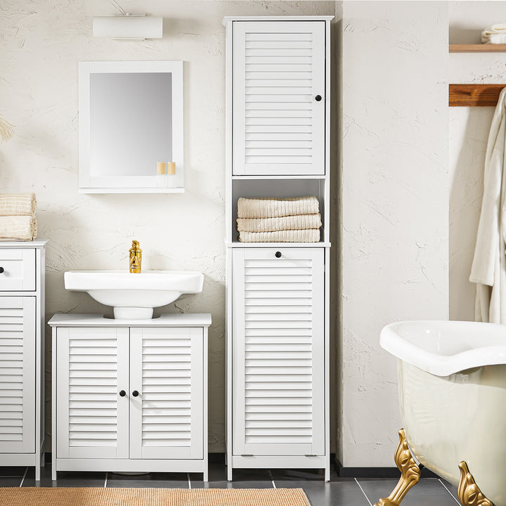 Haotian BZR124-W, Freestanding Tall Bathroom Cabinet Image 1