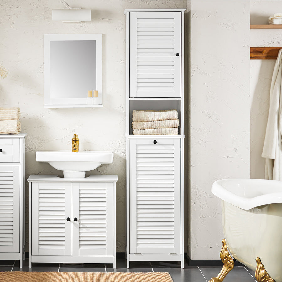 Haotian BZR124-W, Freestanding Tall Bathroom Cabinet Image 1