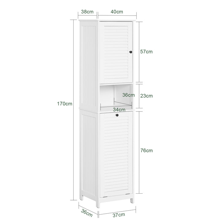 Haotian BZR124-W, Freestanding Tall Bathroom Cabinet Image 2