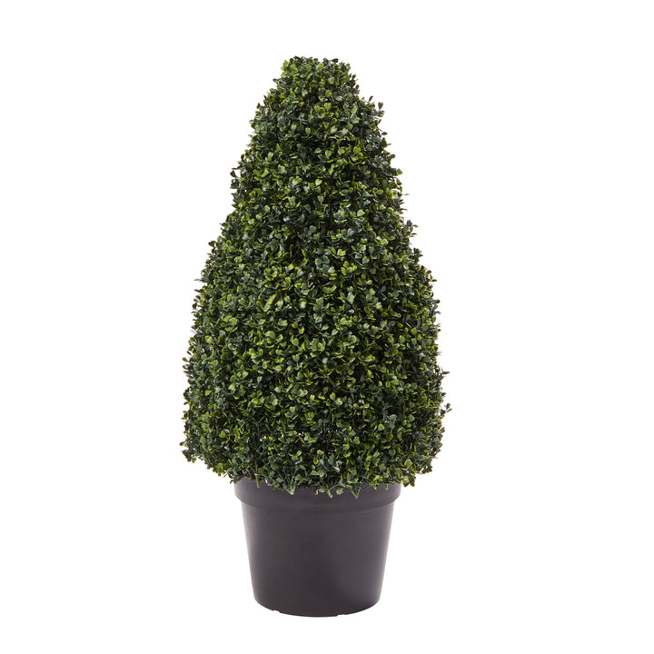 Faux Boxwood Realistic Plastic Decorative Topiary Arrangement and Weighted Pot Image 4