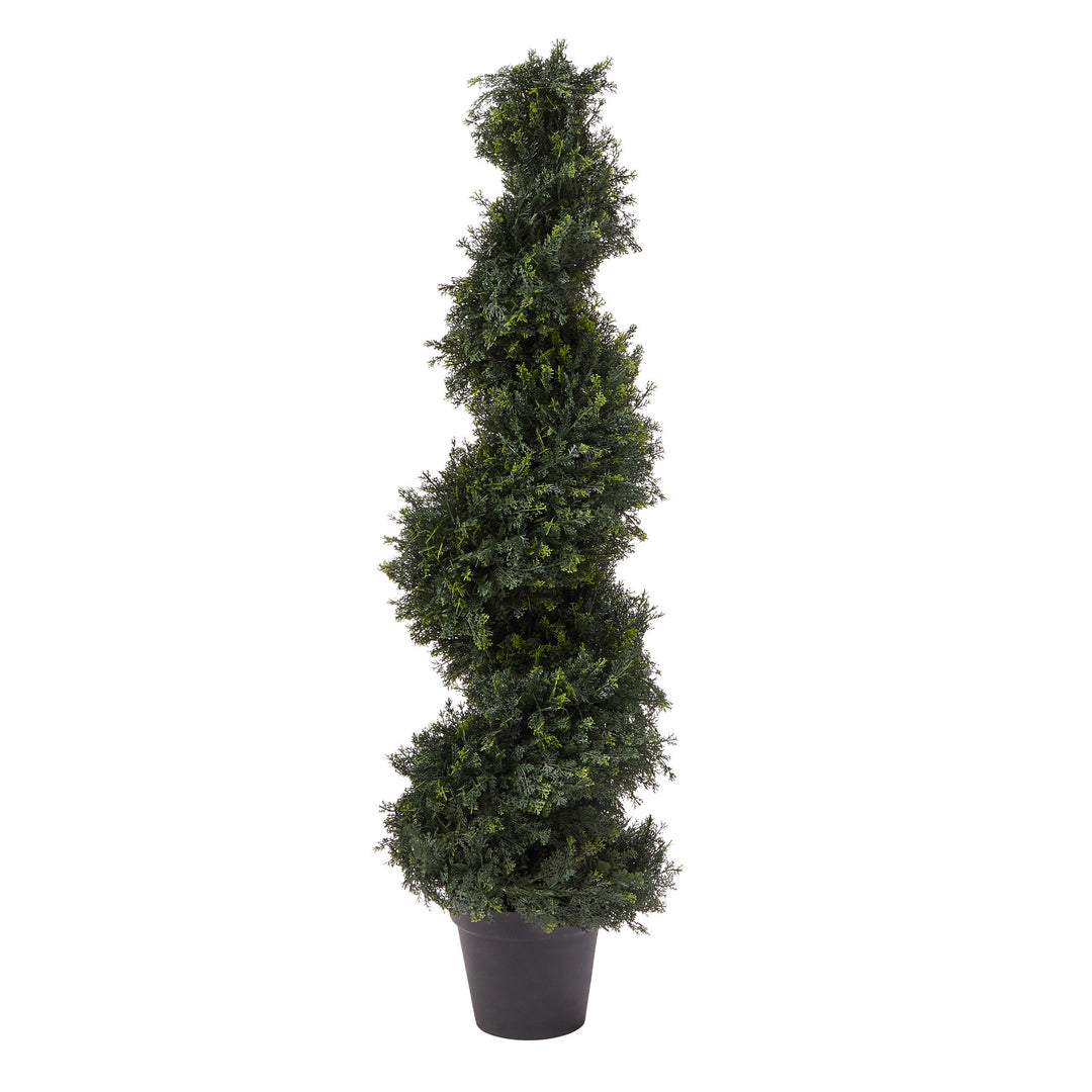 Faux Boxwood Realistic Plastic Decorative Topiary Arrangement and Weighted Pot Image 1