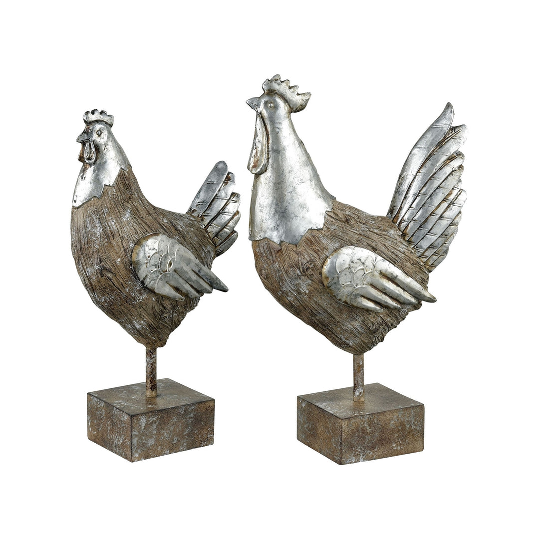 Avery Hill Set of 2 Chickens - Aged Hickory Image 1