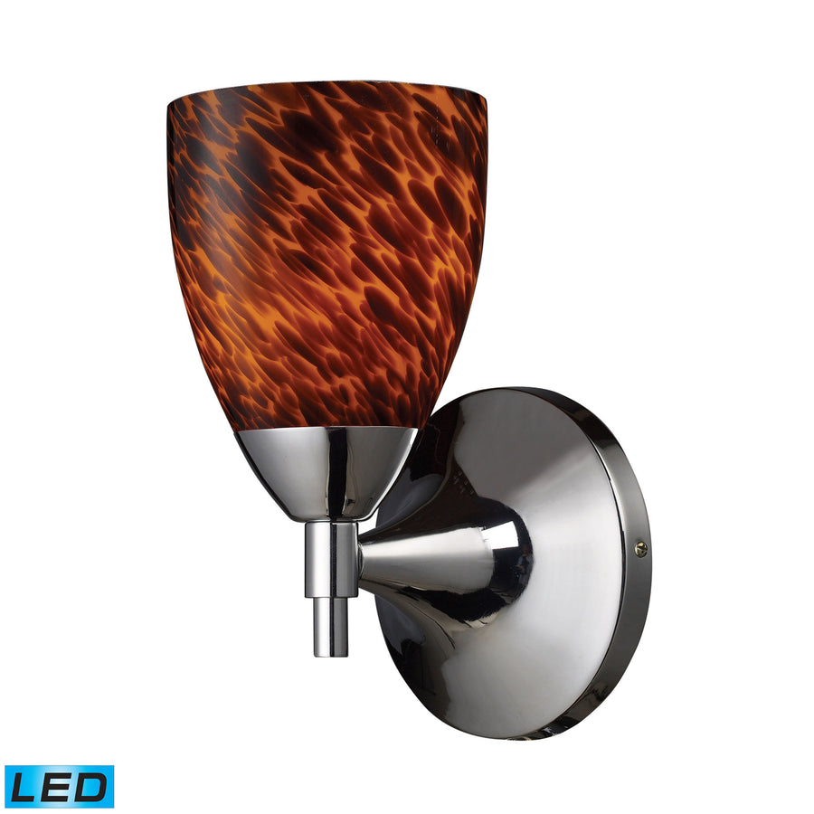 Celina 1-Light Wall Lamp in Polished Chrome with Espresso Glass - Includes LED Bulb Image 1