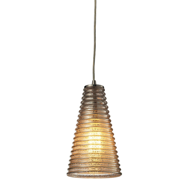 Ribbed Glass 6 Wide 1-Light Mini Pendant - Satin Nickel Image 1