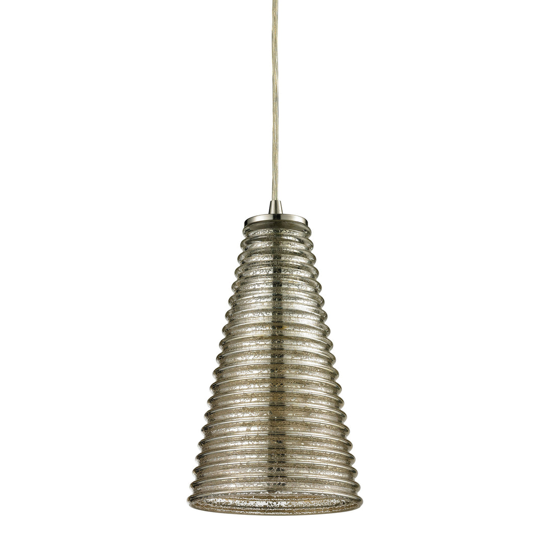 Ribbed Glass 6 Wide 1-Light Mini Pendant - Satin Nickel Image 2