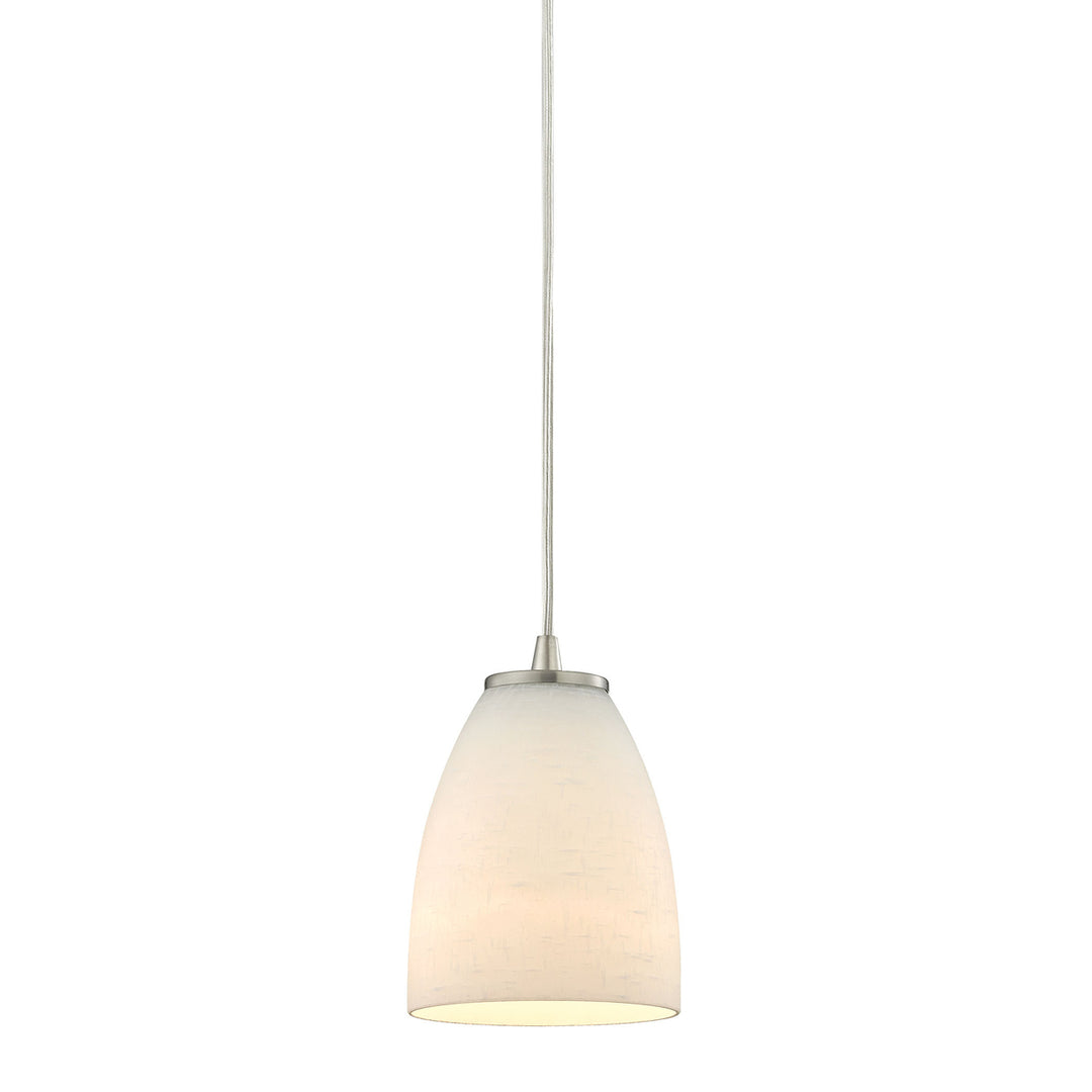 Sandstorm 1-Light Mini Pendant in Satin Nickel with Off-white Glass Image 1