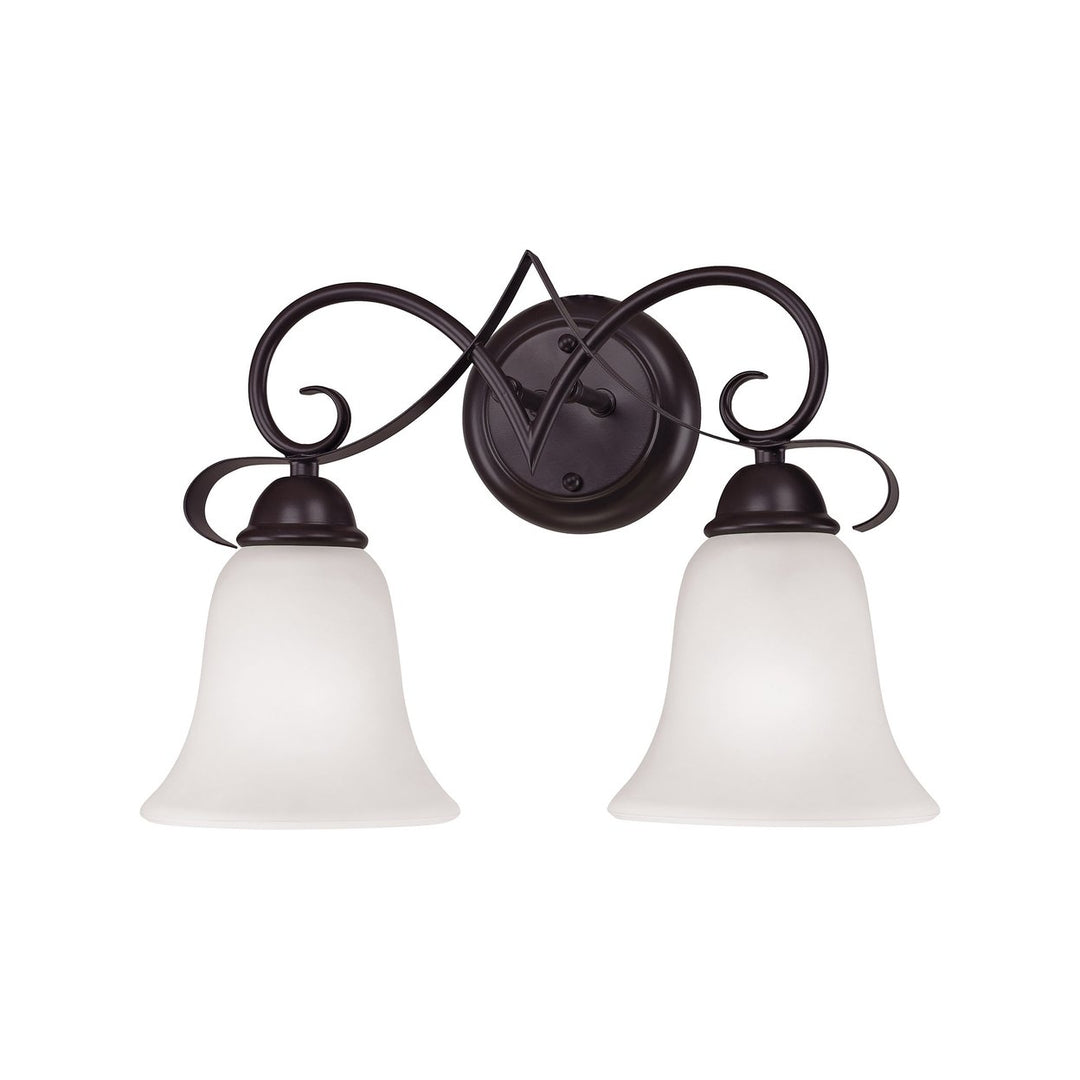 Brighton 2-Light Vanity Light in Oil Rubbed Bronze with White Glass Image 1