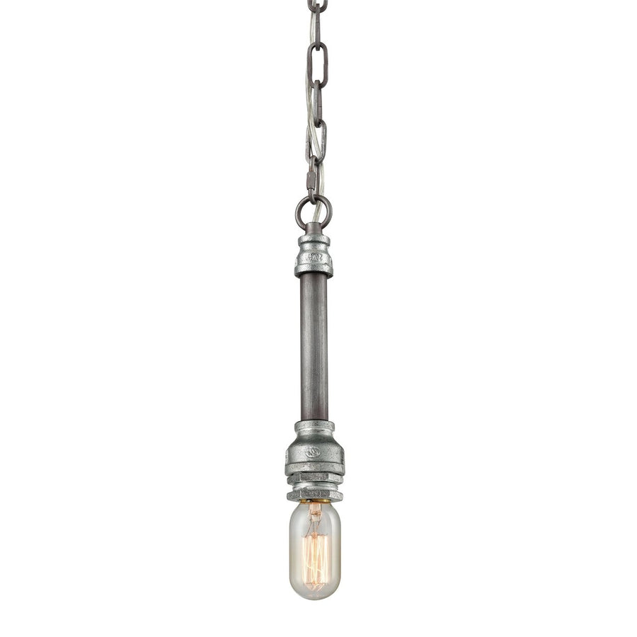 Cast Iron Pipe 2 Wide 1-Light Mini Pendant - Weathered Zinc Image 1