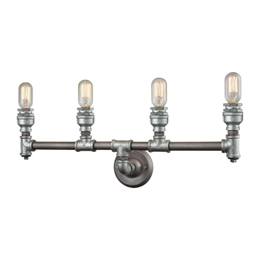 Cast Iron Pipe 28 Wide 4-Light Vanity Light - Weathered Zinc Image 1