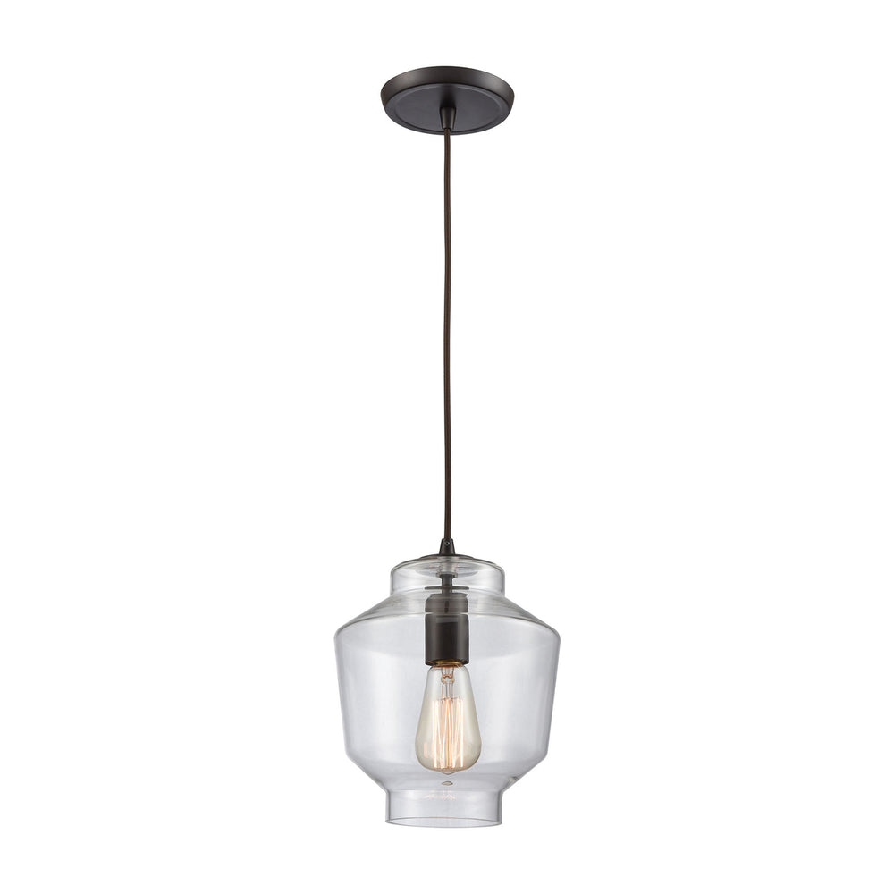 Barrel 4-Light Linear Pendant Fixture in Oil Rubbed Bronze with Clear Blown Glass Image 2