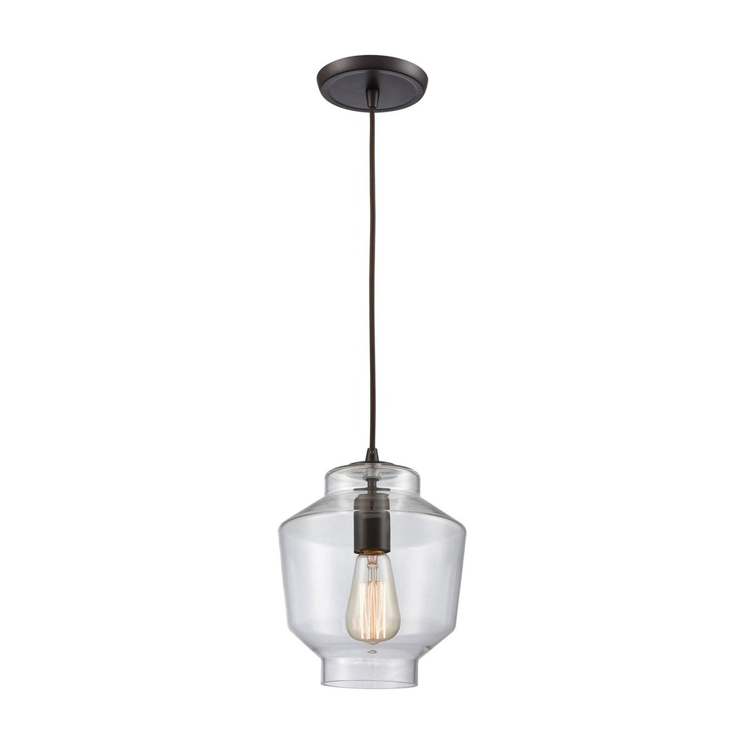 Barrel 4-Light Linear Pendant Fixture in Oil Rubbed Bronze with Clear Blown Glass Image 1