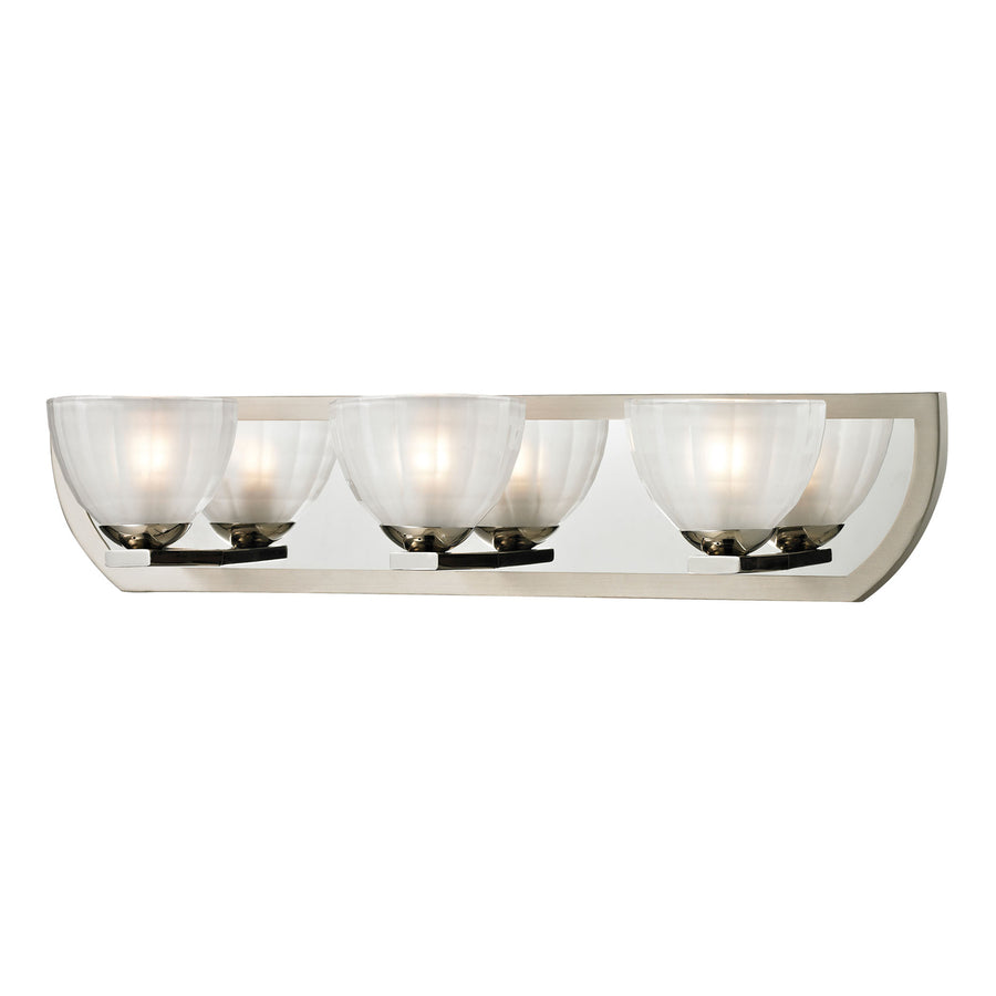 Sculptive Collection 3 light bath in Polished Nickel/Matte Nickel Image 1