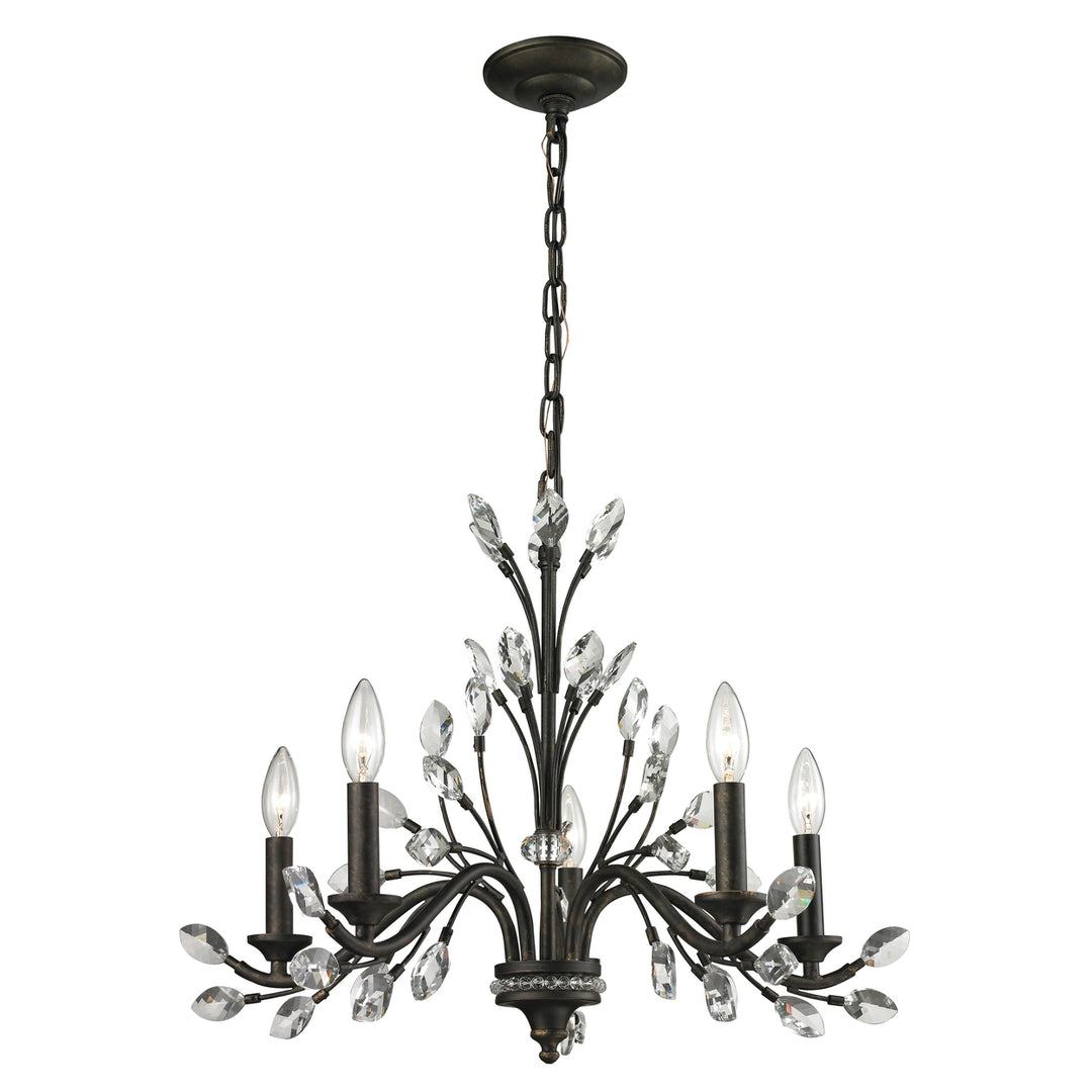 Crystal Branches 25 Wide 5-Light Chandelier - Burnt Bronze Image 1