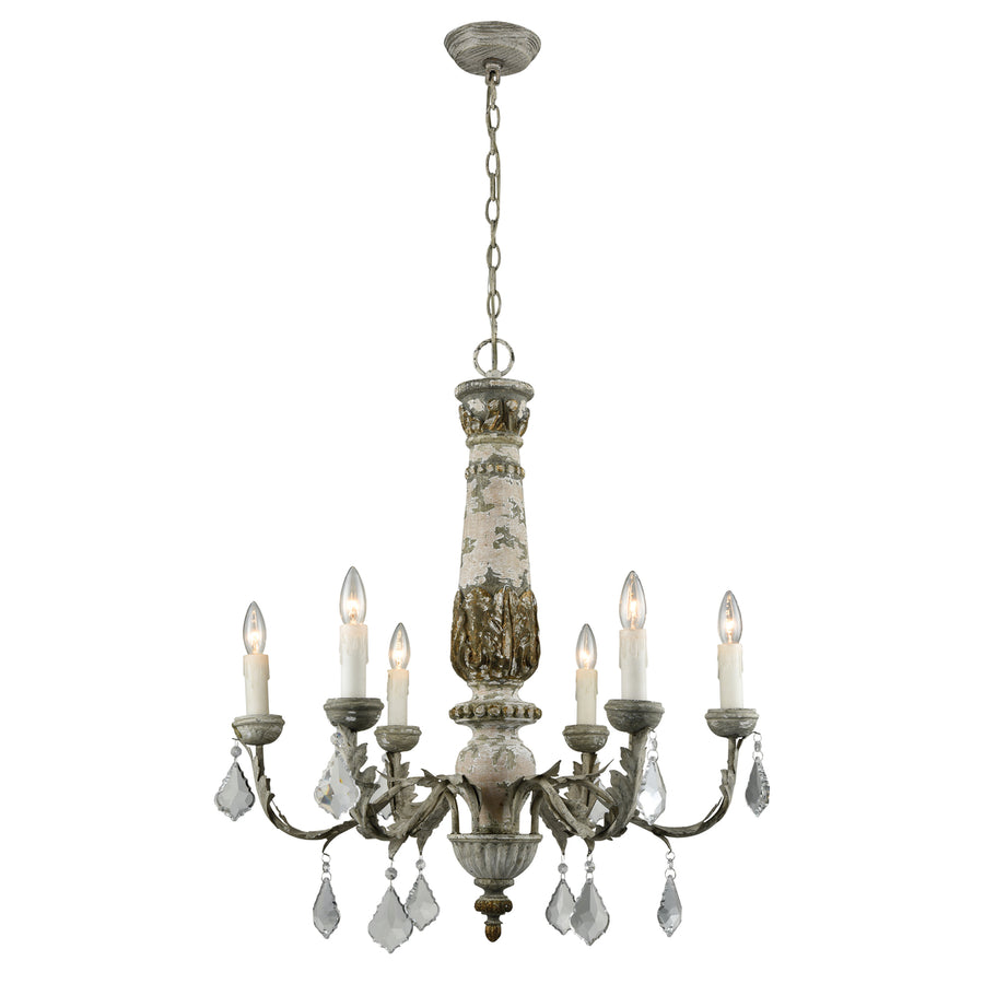 Genevieve 28 Wide 6-Light Chandelier - Aged Cream Image 1