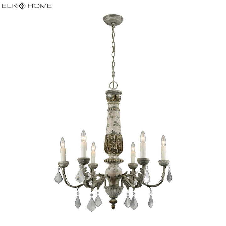 Genevieve 28 Wide 6-Light Chandelier - Aged Cream Image 2