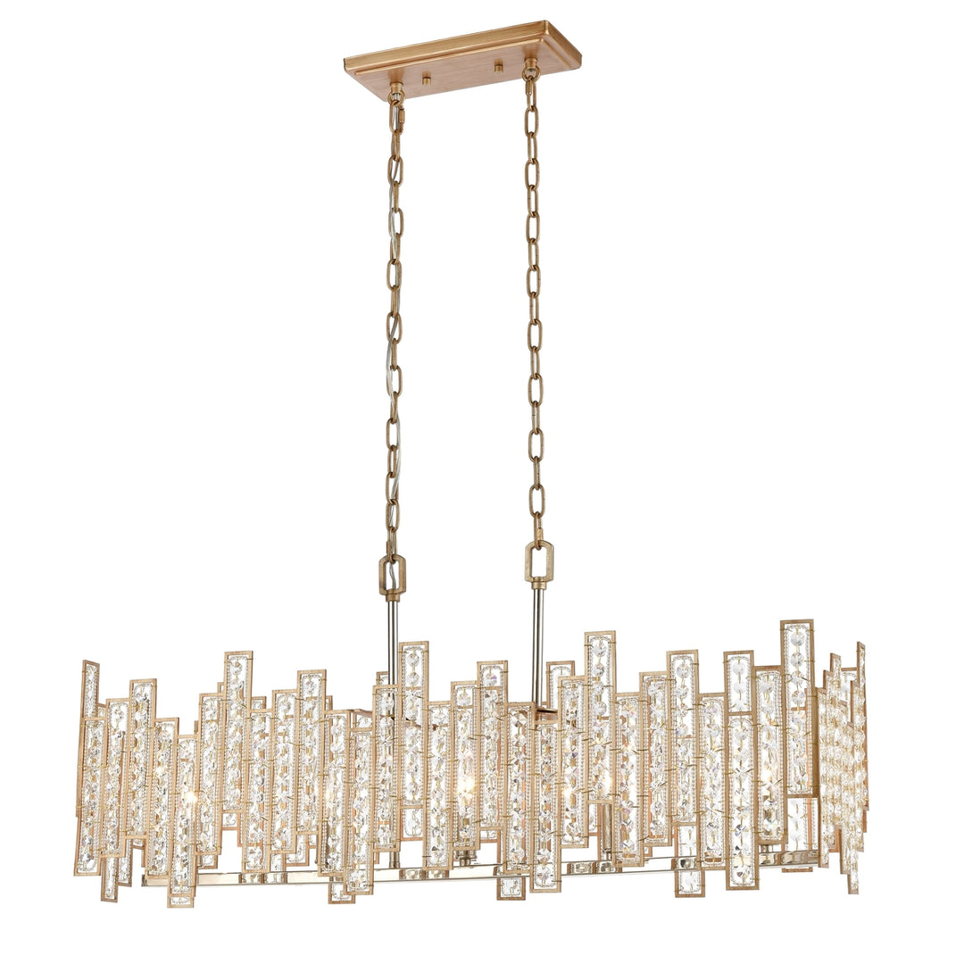 Equilibrium 34 Wide 5-Light Linear Chandelier - Matte Gold Image 1