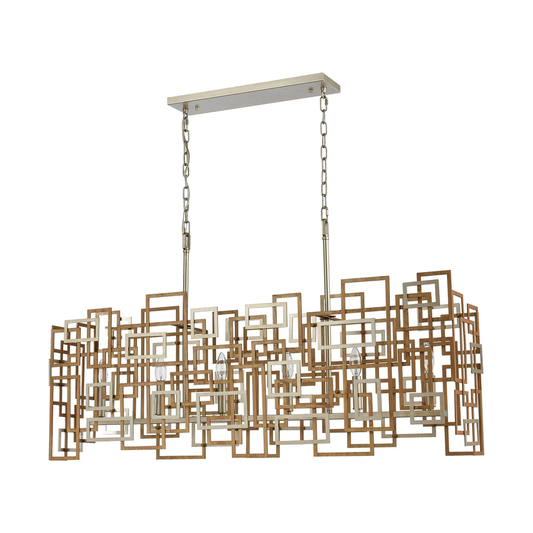 Gridlock 44 Wide 6-Light Linear Chandelier - Matte Gold Image 1