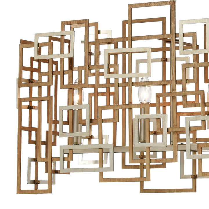 Gridlock 44 Wide 6-Light Linear Chandelier - Matte Gold Image 2