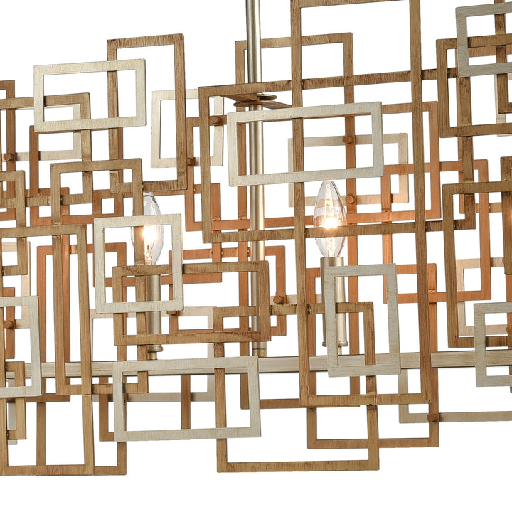 Gridlock 44 Wide 6-Light Linear Chandelier - Matte Gold Image 3