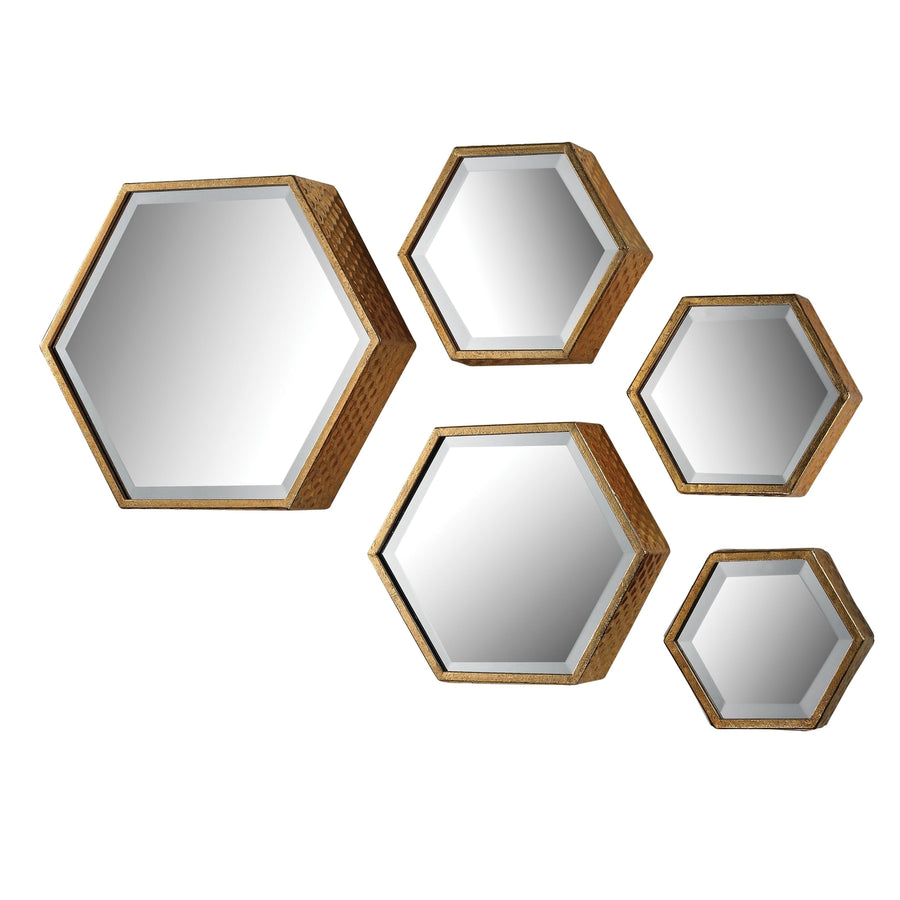Hexagonal Wall Mirror - Set of 5 Image 1
