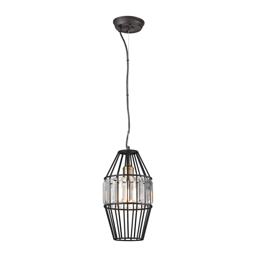 Yardley 4-Light Linear Pendant Fixture in Oil Rubbed Bronze with Clear Crystal on Wire Cages Image 2