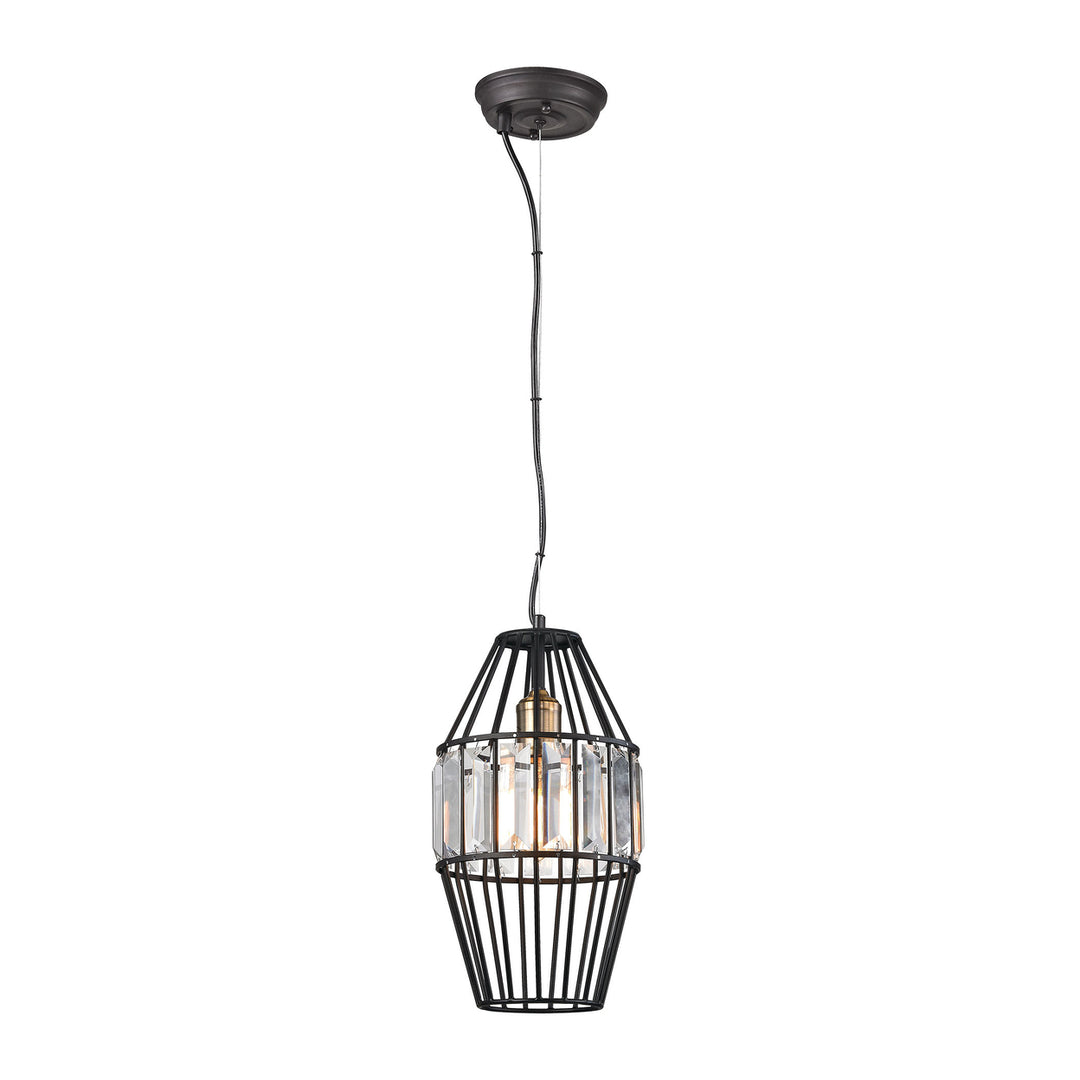 Yardley 4-Light Linear Pendant Fixture in Oil Rubbed Bronze with Clear Crystal on Wire Cages Image 1